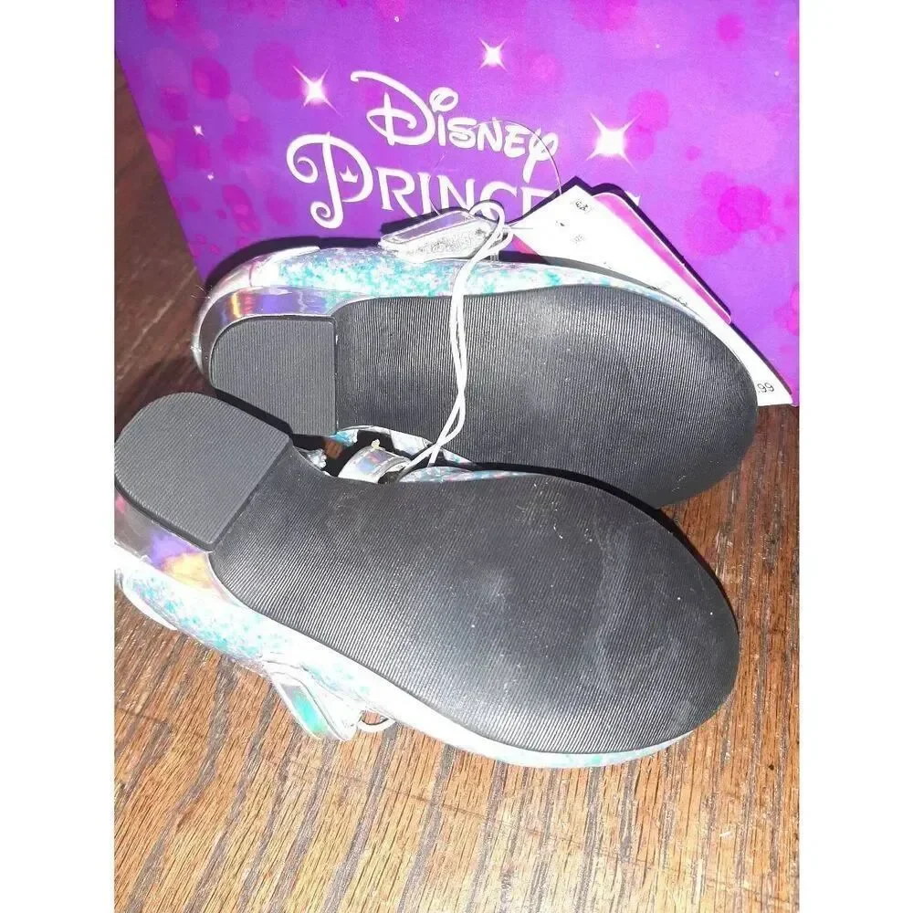 New Size 7 Disney Princess Silver Holigraphic Princess Ballet Dress Shoes NWT